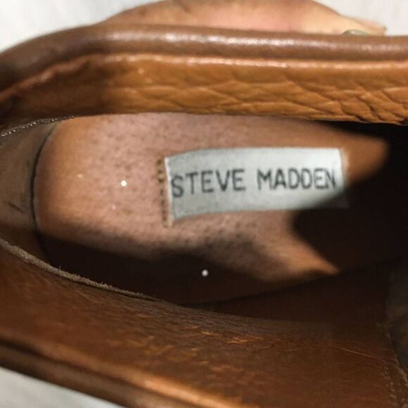 Steve Madden Brown Leather Open Toe Booties Size 9 - Picture 8 of 11